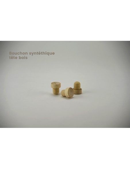 Bouteille \"oslo\" en verre blanc avec bouchon en verre | 500 ml - Bouchon synthétique, tête bois - Oslo/Platin (BOUCH-TETE-500)