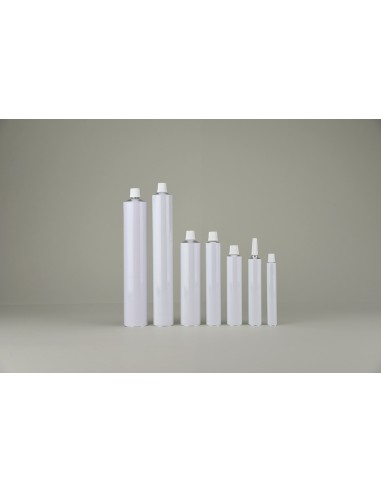 Tubes à onguents en aluminium laqués blanc | 20 ml (avec embout fixe) (307-20-A)