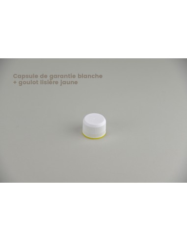 Fermetures PP 28 | Capsule de garantie blanche+goulot lisière jaune (3-F)