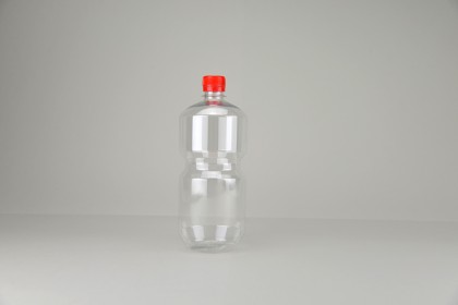 Bouteille en PET transparente 1 litre avec bouchon inviolable rouge | 1000 ml (629-1000)