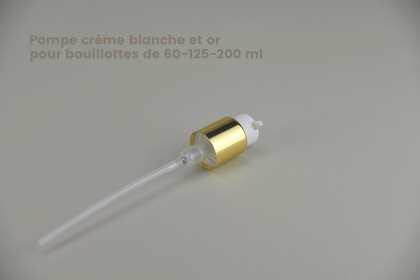 Fermetures pour bouillottes en polyéthylène et en PET (24/410) | Pompe crème blanche et or pour bouillottes de 60 à 400 ml (650-