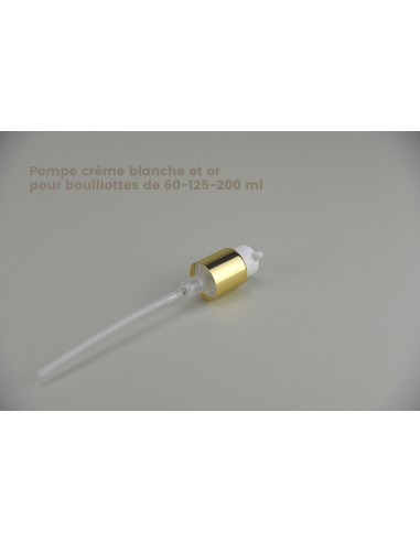 Fermetures pour bouillottes en polyéthylène et en PET (24/410) | Pompe crème blanche et or pour bouillottes de 60 à 400 ml (650-