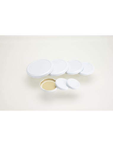 Couvercles \"Twist Off\" blancs noirs ou dorés | Blanc - Pour Bocaux 30FB, 45FH, 50FH, Bt à lait 263 ml (TO-43)