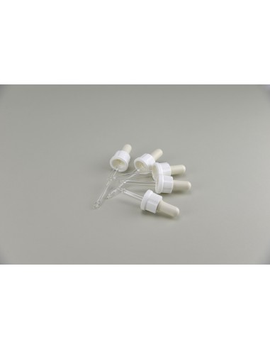 Montures pipettes blanches pour \"combi\" en verre bleu | 20 ml (MONT-33-20)