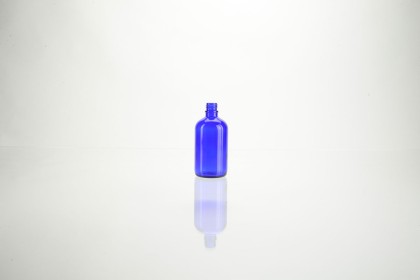 Flacons \"combi\" en verre bleu ronds - DIN 18 | 50 ml (30-BLEU-50)