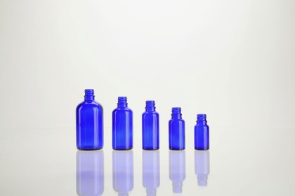 Flacons \"combi\" en verre bleu ronds - DIN 18 | 50 ml (30-BLEU-50) 2