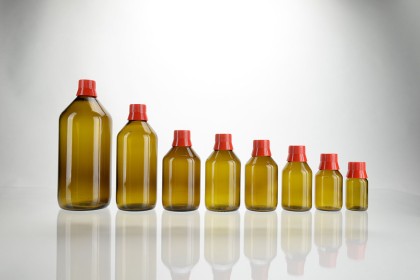 Flacons APONORM en verre brun ronds avec goulot verseur et fermeture de dosage rouge | 50 ml (APO-50-ML) 2