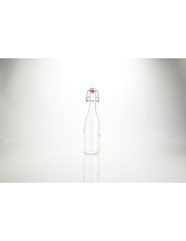 Bouteilles à limonade en verre blanc avec fermeture mécanique et tête en porcelaine | 100 ml (BT-LIMONADE-100)