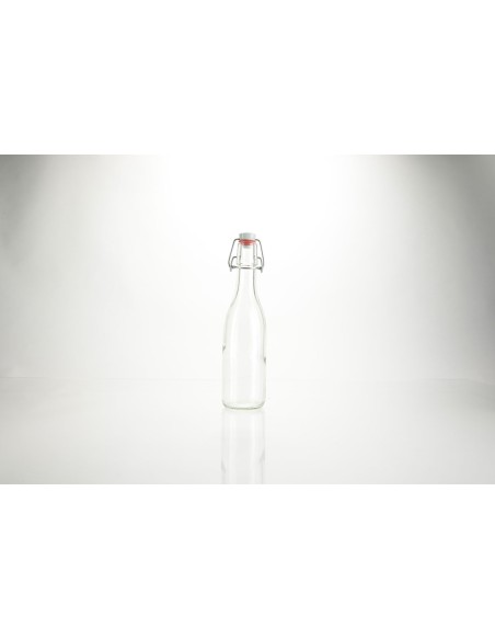 Bouteilles à limonade en verre blanc avec fermeture mécanique et tête en porcelaine | 200 ml (BT-LIMONADE-200)