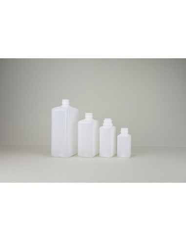 Flacons rectangulaires blancs opaques en HDPE - PP 28 | 1000 ml (654-1000)
