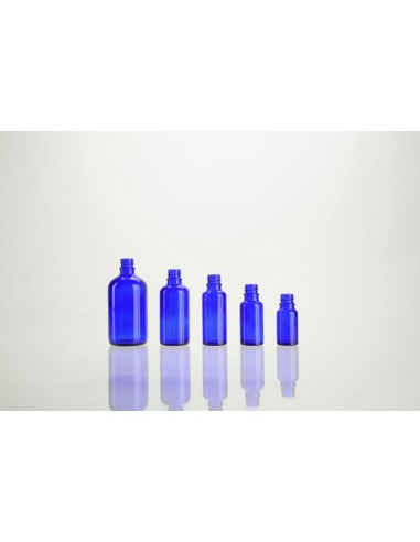 Flacons \"combi\" en verre bleu ronds - DIN 18 | 20 ml (30-BLEU-20)