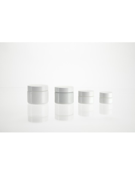 Pots à onguents \"Cléopâtre\" en verre blanc et couvercles | 50 ml avec couvercle (600-50-C)