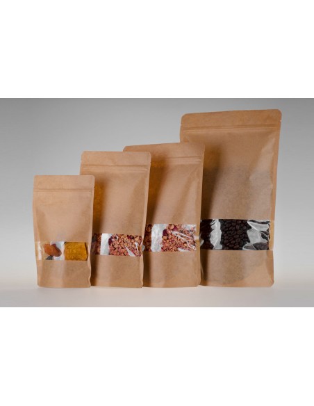 Sachets Kraft avec fenêtre et zip | 250 ml (SACH-250)