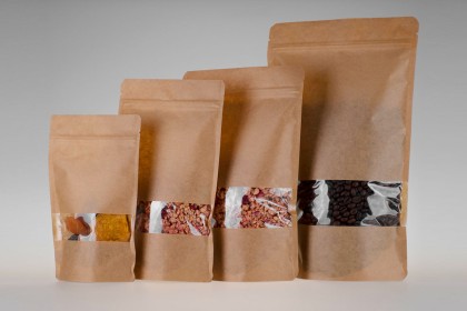 Sachets Kraft avec fenêtre et zip | 500 ml (SACH-500)