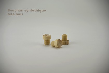 Bouteille \"oslo\" en verre blanc avec bouchon en verre | 100 ml - Bouchon synthétique, tête bois - Platin (BOUCH-TETE-100) 